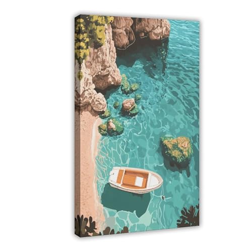 Poster côte amalfitaine WJWART tableau sur toile décoration murale