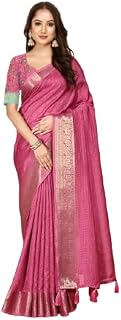 J6 Designers Traditional Dola Silk Saree with Contrast Blouse Piece and Tasseled Border | Perfect for Festive Occasions | Dola Silk | Silk Saree | Cotton Silk Saree | Silk Saree Collection.