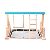 Pet Papagei Playstand ist aus Holz gefertigt und mit einer Wasserversorgung und Fütterungsvorrichtung ausgestattet.