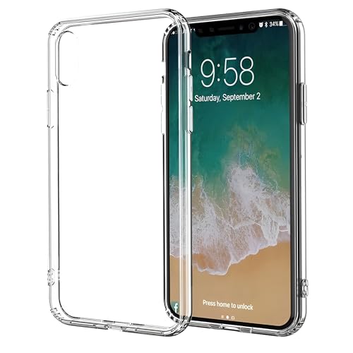 Betron iPhone X Clear Phone Case Shockproof Slim Protective Cover Compatible Wireless Charging