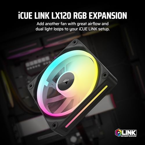 CORSAIR iCUE Link LX120 RGB 120mm PWM Fan Single Pack – Dual Light Loops – Requires iCUE Link System Hub (Sold Separately) – CORSAIR AirGuide Technology – Black - image 2
