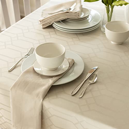 Benson Mills Solid Chagall Spillproof Fabric Table Cloth, For Everyday, Parties, Weddings, & Holiday Tablecloth (60" X 84" Rectangular, Stone) #TOP2