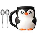NVOQILIN Pinguine Form Eiscreme Pints Halter mit Snackschublade und 2 Löffeln, Frostschutzgriff für kalte Leckereien, Aufbewahrungs-Organizer