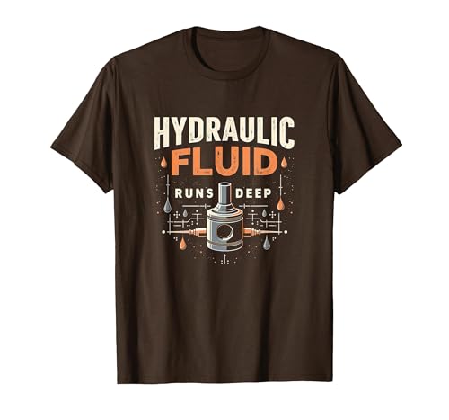 Hydraulic Fluid Runs Deep Mechanic Design T-Shirt, Men, Brown, Small