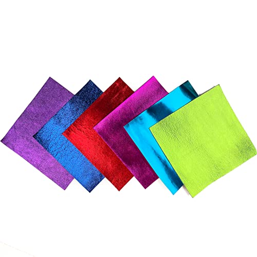 Leather Scraps Bright Metallic Leather: Pre-Cut Genuine Leather Sheets For Crafts 5X5In/ 12X12Cm #TOP3