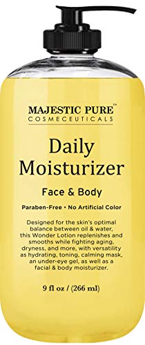 Daily Body and Face Moisturizer by Majestic Pure - Wonder Moisturizing Lotion for Women and Men - Nourishes and Hydrates - for Dry and All Skin Types - 9 fl. oz.
