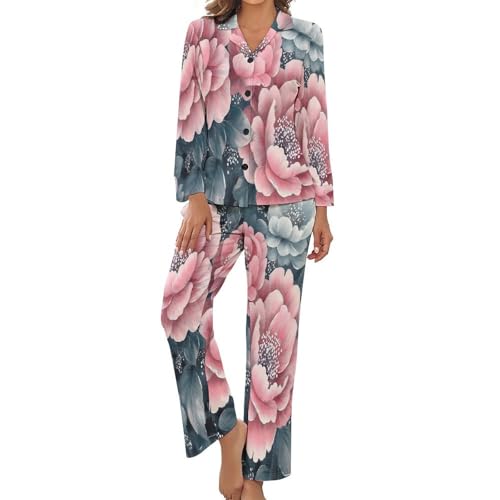 Pyjama pour femme à motif pivoine de rêve pour nuits douces