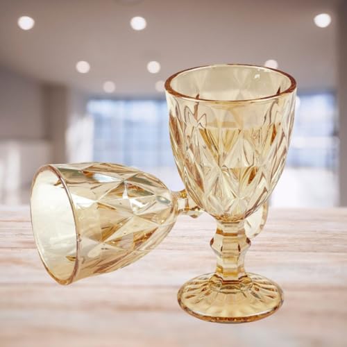 Liz KO Jogo 6 Taças Ambar Diamond Dourado Água Vinho Suco