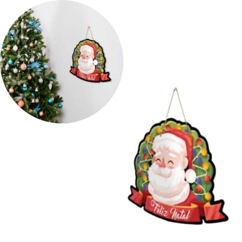 Plaquinha quadro guirlanda de decoração papai noel para natal fofo