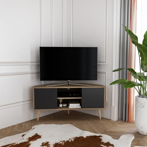 DECOROTIKA Meuble TV d’Angle Moderne 120 cm avec Rangement, Banc TV Coin Style Scandinave pour...