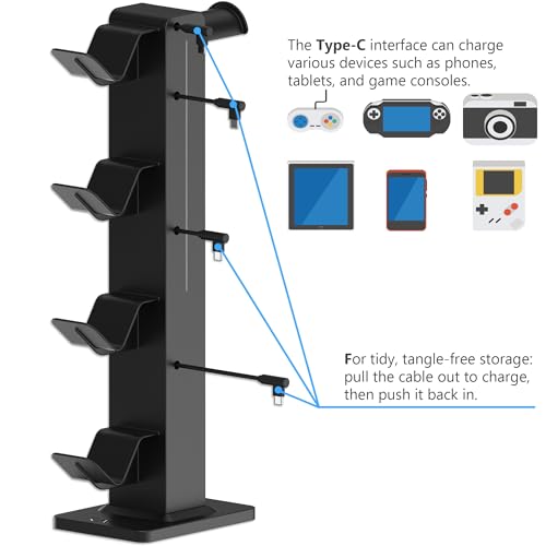 image for KAFRI RGB Gaming Headphone Stand with 8 Light Modes, Controller Holder