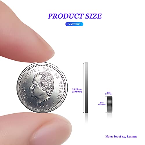 Magtsmei 45 Pcs Super Strong Refrigerator Magnets,Small Rare Earth Magnets, Fun Fridge Magnets, Neodymium Disc Magnets For Whiteboard, Crafts, Cabinet, Kitchen, Office And Locker, 8X3Mm Magnet,Black #TOP1