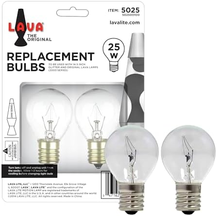 LAVA® Lamp 25-Watt Replacement Bulb for 14.5"/20oz LAVA® Lamps - E17 Base - #5025 (Pack of 2)