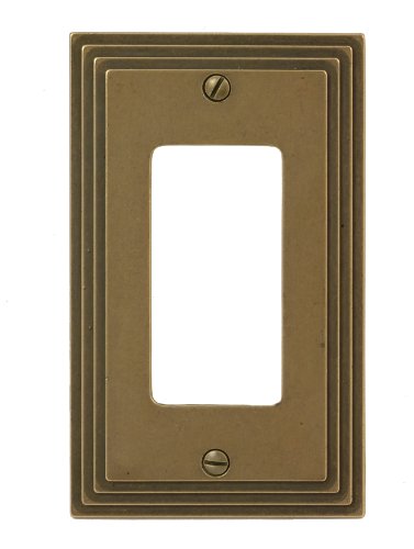 Amerelle 84Rrb Steps Single Rocker Cast Metal Wallplate In Rustic Brass #TOP23