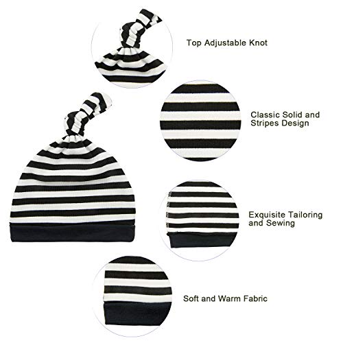 Durio Baby Hat Cute Soft Baby Boy Beanie Knot Newborn Baby Boy Hats Fall Winter Beanie Hat Baby Girls E Black & White & Navy & Gray 0-6 Months #TOP1