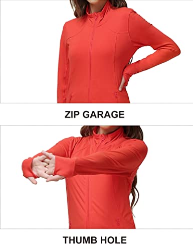 Dolcevida Women Zip Up Jacket Athletic Lightweight Full Zip Running Track Workout Jacket(Red,Large) #TOP5