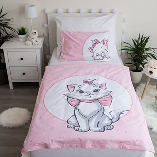 Jerry Fabrics F - Parure de lit - Aristochats - Disney - 2 Pieces - Enfant - Housse de Couette - Réversible - 100 x 135 - Taie d'oreiller - 40 x 60 cm Literie - 100% Coton Cover