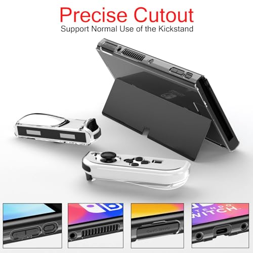 Teyomi® Funda compatible con Nintendo Switch OLED modelo 2021, accesorios Nintendo Switch con funda, protector de pantalla, funda transparente para Nintendo Switch OLED, funda para mango Joy-Con - imagen 7