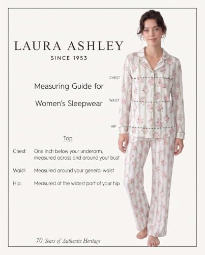 Image of Laura Ashley Women's Plush Knit Pajamas 2 Piece Ultra Soft Brushed Long Sleeve Button Down Top and Pants Sleepwear Set