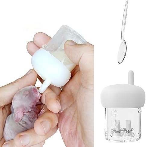 MANON ROSA Kit de alimentación de biberones para mascotas recién nacidas, botella de leche y cuchara para animales pequeños, bebés, cachorros,