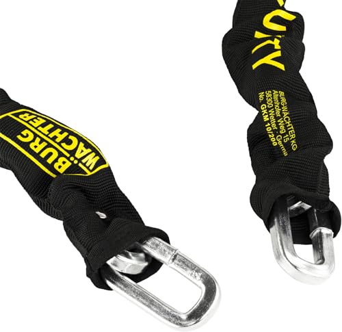 BURG-WÄCHTER Gehärtete Vierkantkette mit hochwertiger Textilummantelung, GKM 10/200, Schwarz, 200 cm