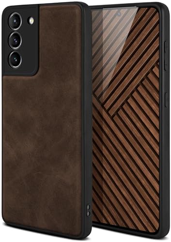 Étui en cuir végétalien pour Samsung S21 ONEFLOW Pali élégant et marron foncé