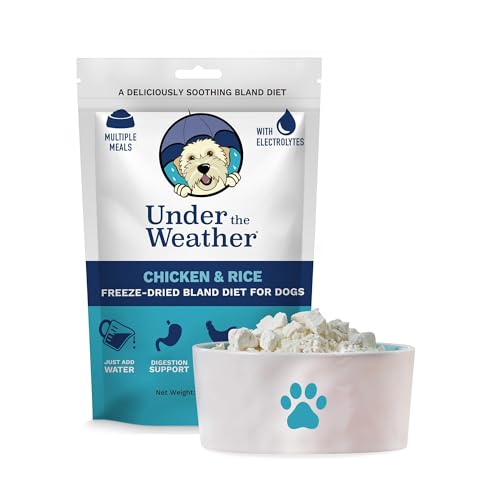 Under the Weather Bland Diet for Dogs | Easy to Digest for Sick Dogs | Always Be Ready | Contains Electrolytes - All Natural Freeze Dried 100% Human Grade Meats | 1 Pack - Chicken, Rice - 6oz