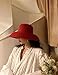 BSYLOO Wide-Brim Classic Elegant Style Foldable Straw Hat Women's Retro UV Resistant Sun Hats for Outdoor, Beach and Travel(01 Red Large)