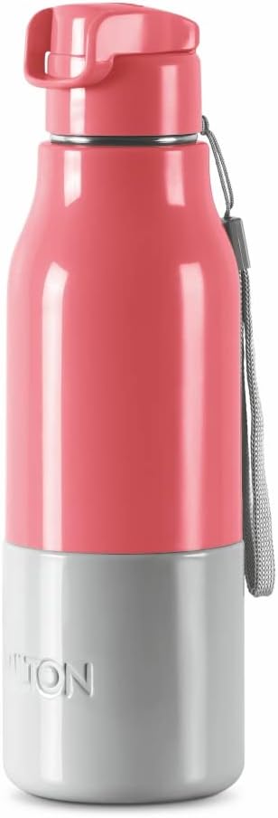 Milton Steel Sprint 600 Insulated Inner Stainless Steel Water Bottle, 510 ml, Pink | Hot or Cold | Easy Grip | Leak Proof | School | Office | Gym | Hiking | Treking | Travel Bottle