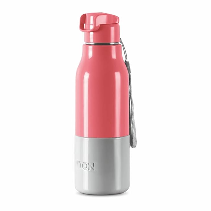 Milton Steel Sprint 600 Insulated Inner Stainless Steel Water Bottle, 510 ml, Pink |Easy Grip | Leak Proof | School | Office | Gym | Hiking | Treking | Travel Bottle