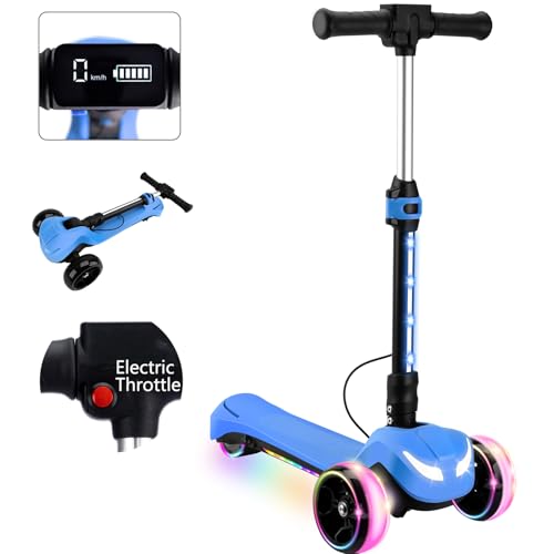 Kids Electric Scooter w/LCD Screen, Bluetooth Music,