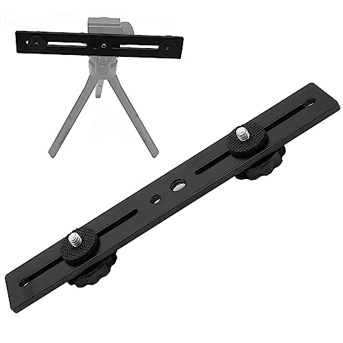 LOYELEY カメラプレート ホットシュー 20CM デュアルスピードライト 三脚ブラケット フラッシュエクステンションバー 雲台 プレート 二台 取り付け可能 カメラ固定プレート 1/4 ネジ 3/8" ネジ穴 付き デュアル三脚ブラケット カメラ LEDビデオライト デジタル一眼レフカメラ フラッシュライト用