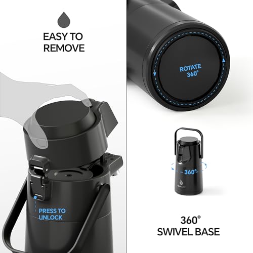 Image of IDEUS Thermal Coffee Carafe 74oz (2,200ml), Stainless Steel Double Wall Insulated Vacuum Flask, Water Jug Coffee Server and Beverage Dispenser, Heat and Cold Retention (Black, 74oz (2,200ml))