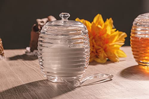 Açucareiro de Cristal com Colher e Tampa Colméia 210ml - Lyor