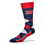 For Bare Feet NCAA Mississippi Ole Miss Rebels Argyle Line Up Dress Sock Team Color OSFM