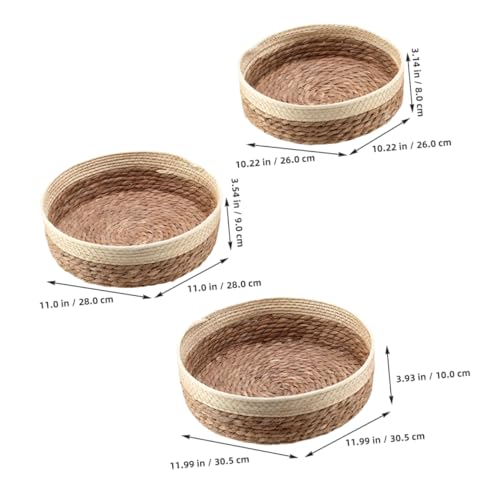 Cestas tejidas redondas PRETYZOOM decorativas para fruta, pan y hogar 7