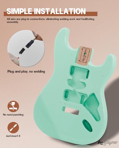 Image of Leo Jaymz DIY ST Style Electric Guitar Kits,Spray-painted Mahogany Body,Laurel Wood Fingerboard and Maple Neck, including all Components (ST-Surf Green)
