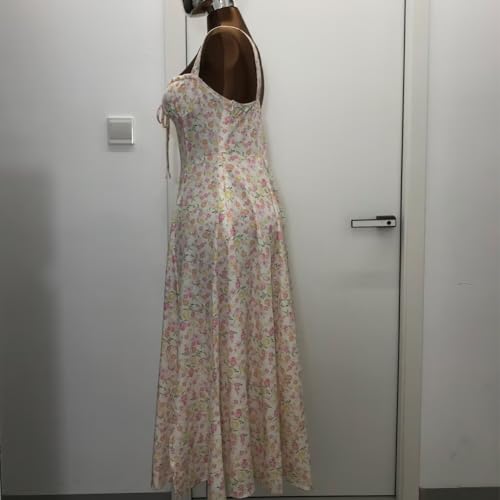 Image of Floral Corset Midi Dress Square Neck A Line Dress with Slit