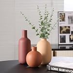 Ceramic Modern Vase for Home Decor Farmhouse Vases Set of 3 Terracotta Decorative Pottery Boho Vases for Pampas Grass Living Room Kitchen Bedroom Entryway Mantel Decor