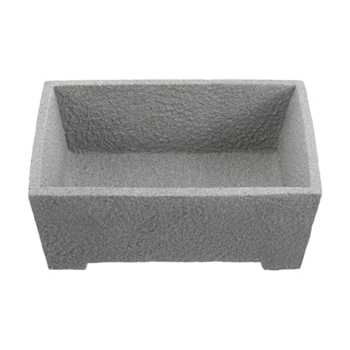 MINAOLULUS Stone Rectangle Flower Planter Container with Drainage for Succulent Cactus Plants Indoor Outdoor Garden Home Office Desk Decoration