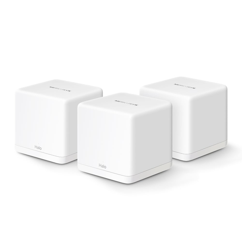 Mercusys HALO H1500X(2-Pack) - WiFi 6 Mesh AX1500Mbps, Cobertura de hasta 350 m², Conectar hasta 150 Dispositivos, WiFi de Doble Banda, Solución WiFi para Toda la casa, 3 Puertos Gigabit