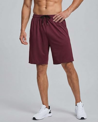 Image of Real Essentials Men's 5 Pack: 9 inch Dry-Fit Shorts - Athletic Gym, Workout, Basketball, Running, Casual Lounge Active Pockets