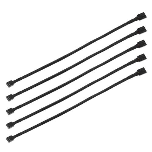 5 Pcs PC Fan Extension Cable 24 4 Pin PWM Fan Extension Power Cable Connector Case Sleeved Braided Adapter Computer PC Fans Power Extensions Cables Converter