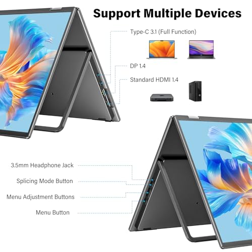 Image of InnoView 23.8 inch Dual Portable Monitor 180Hz 2560 x 1440P 2K 100% sRGB - Foldable & Stackable Design with 315 Screen Adjustment & 180 Stand | USB-C /HDMI, Dual Monitor for Laptop, Mac, Windows
