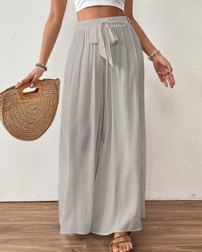 Image of Bsubseach Women Wide Leg Pants Floral Flowy Palazzo Pants