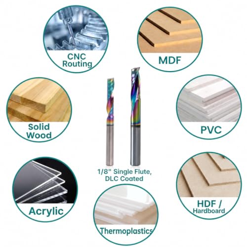 Image of NZ 1 /8 inch 1-Flute End Mill DLC-Coated Carbide - for Aluminum, Copper, Titanium (HRC45), 5pcs