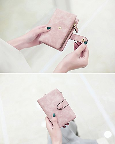wallets for women bifold small rfid soft leather ladies wallets trifold womens wallets billfolds mini wristlet clutch cute zipper coin purse with wrist strap