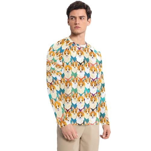 Bolaz Mens UV Protection Shirts Rash Guard Long Sleeve UPF 50+ Lovely Dogs Quick Dry S3