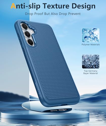 Image of FNTCASE for Samsung Galaxy A35-5G Case: Dual Layer Protective Heavy Duty Cell Phone Cover Shockproof Rugged with Non Slip Textured Back - Military Protection Bumper Tough - 2024, 6.6 inch Blue