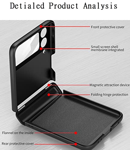 Image of Midkart Polycarbonate, Tempered Glass Automatic Recovery Magnetic Hinge Protection Cover Compatible for Samsung Galaxy Z Flip 3 Hard PC Thin Case 360-degree Protective Cover, Black